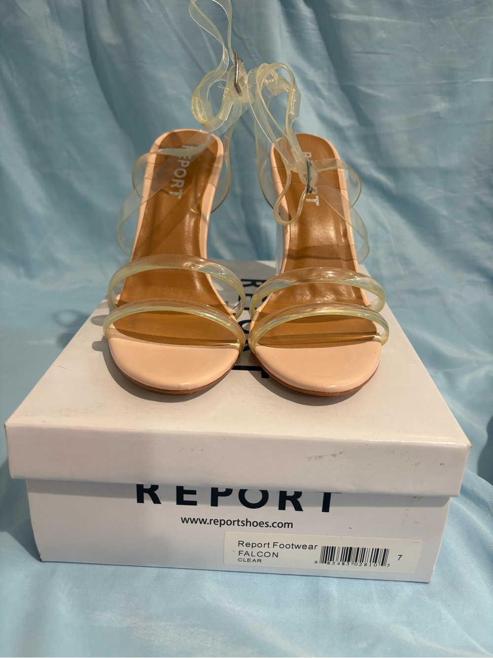 Report Clear-Strap Sandal in Nude and Clear